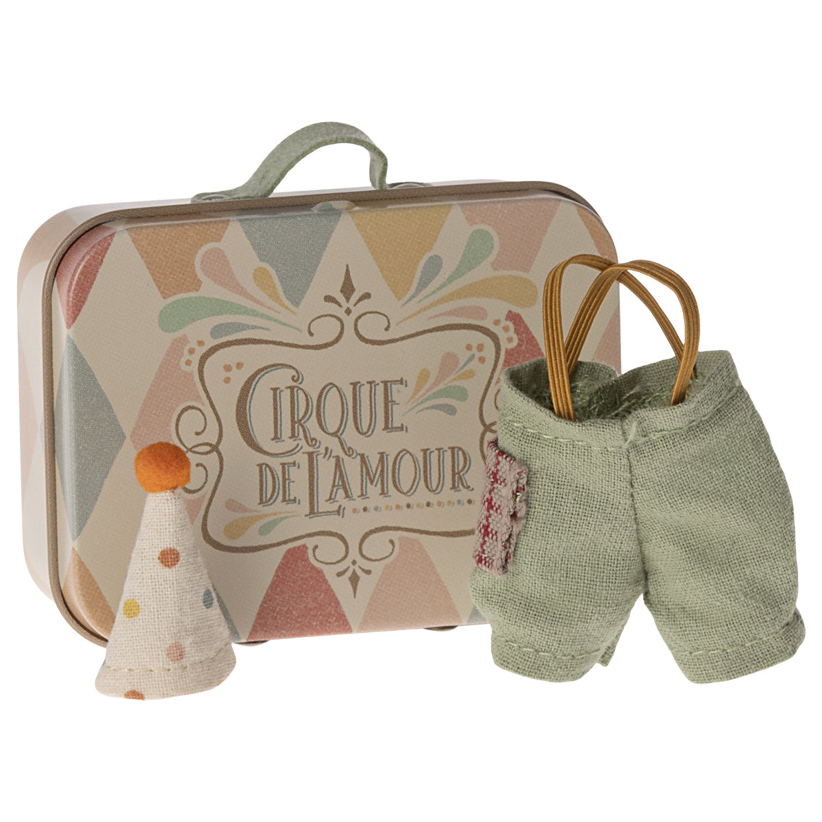 Maileg, Clown Clothes in Suitcase, Little Brother Mouse 17-4103-00