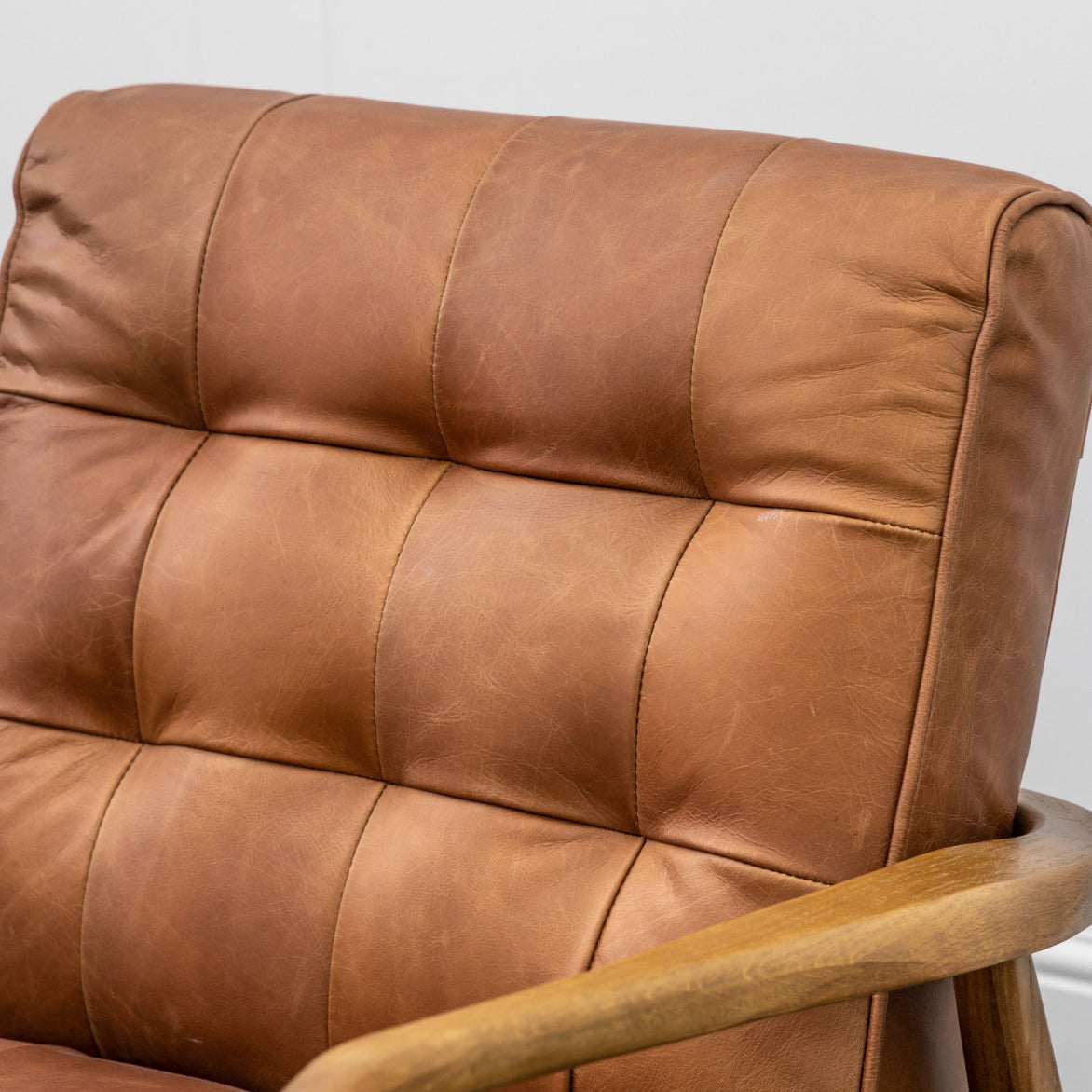 Mid Century Armchair Brown Leather