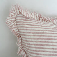 Thumbnail for Hallie Ruffled Linen Cushion 50x30 – Pink Stripe