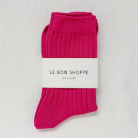 Thumbnail for Le bon shoppe Her Socks - Mercerized Combed Cotton Rib Fuchsia