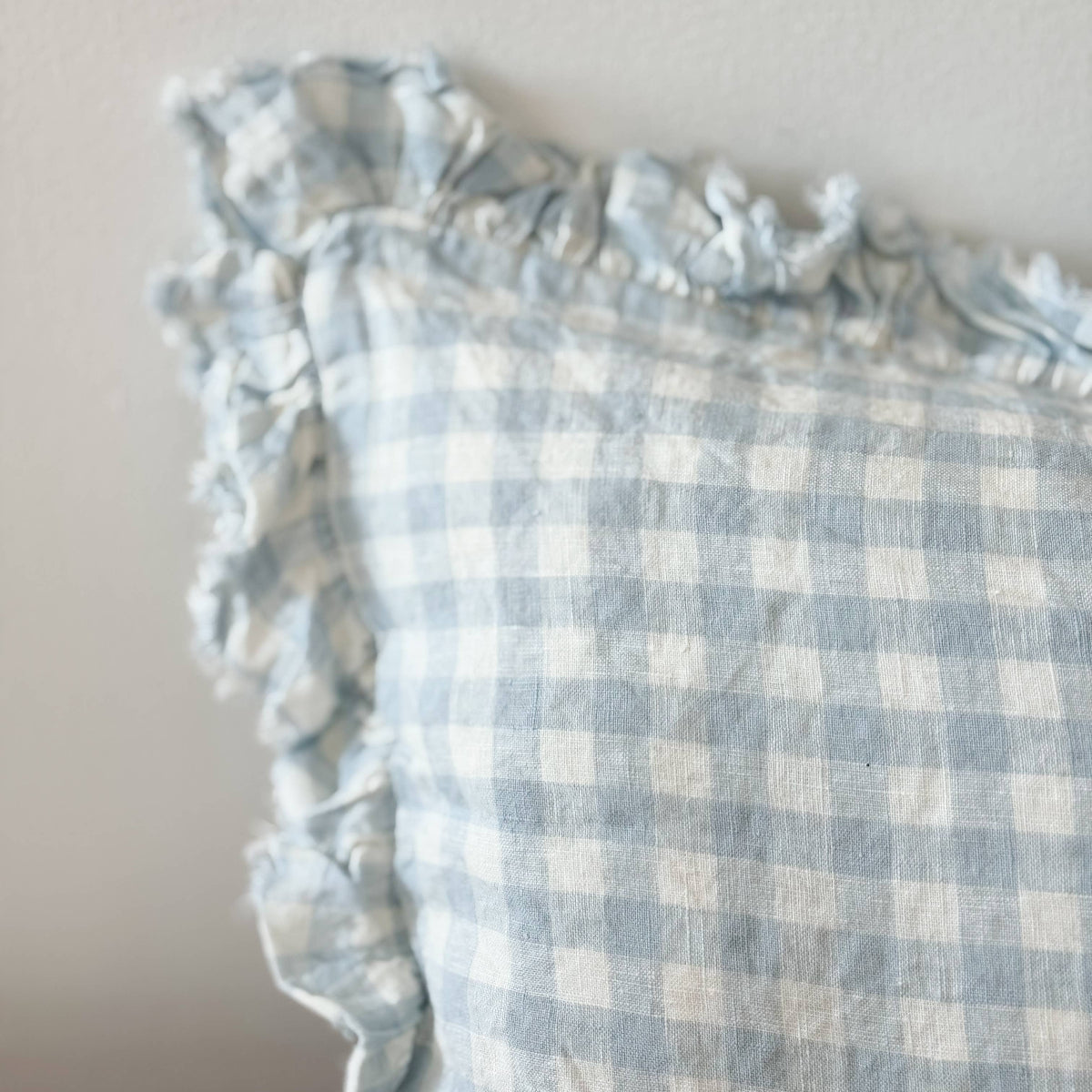 Hallie Light Blue Gingham Cushion 50x30
