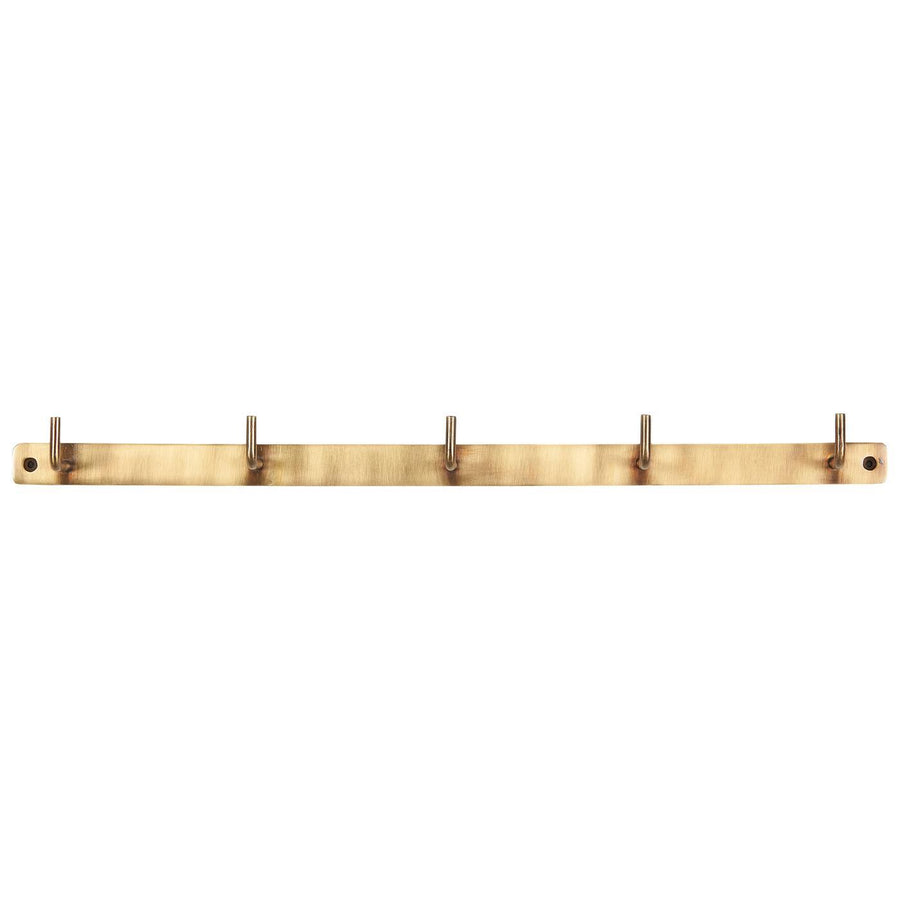 Hook Rack W/5 Hooks Antique Brass Look