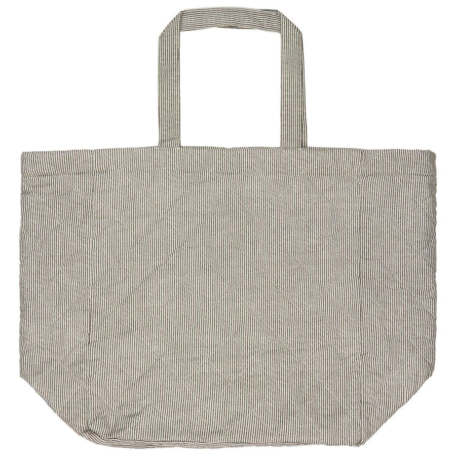 Bag Quilted White And Dark Grey Stripes