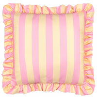 Thumbnail for Palm Royale Stripe Ruffle Outdoor Cushion: Pink/Yellow / Polyester Filled / 50 x 50cm