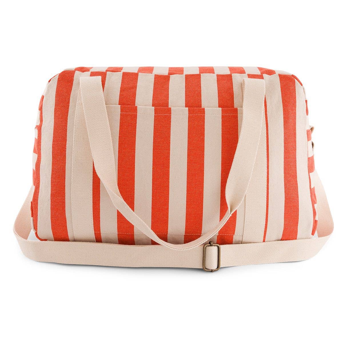 RAPHAEL DIAPER BAG - WEEKEND BAG STRIPES GREIGE / TOMATO