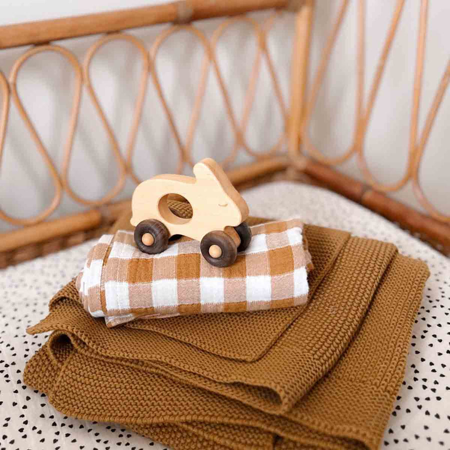 BIANCA SWADDLE GINGHAM CARAMEL: VICHY / L 110*110