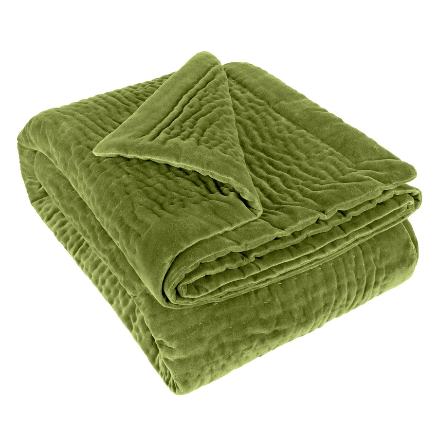 Velvet Quilted Throw Grass / 140 x 220cm