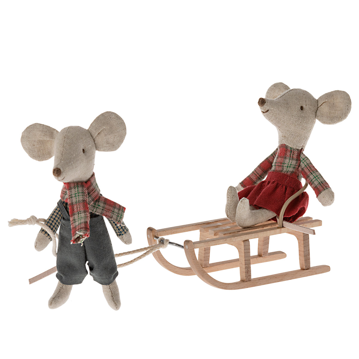 Maileg Wooden Sled Mouse 11-3003-00