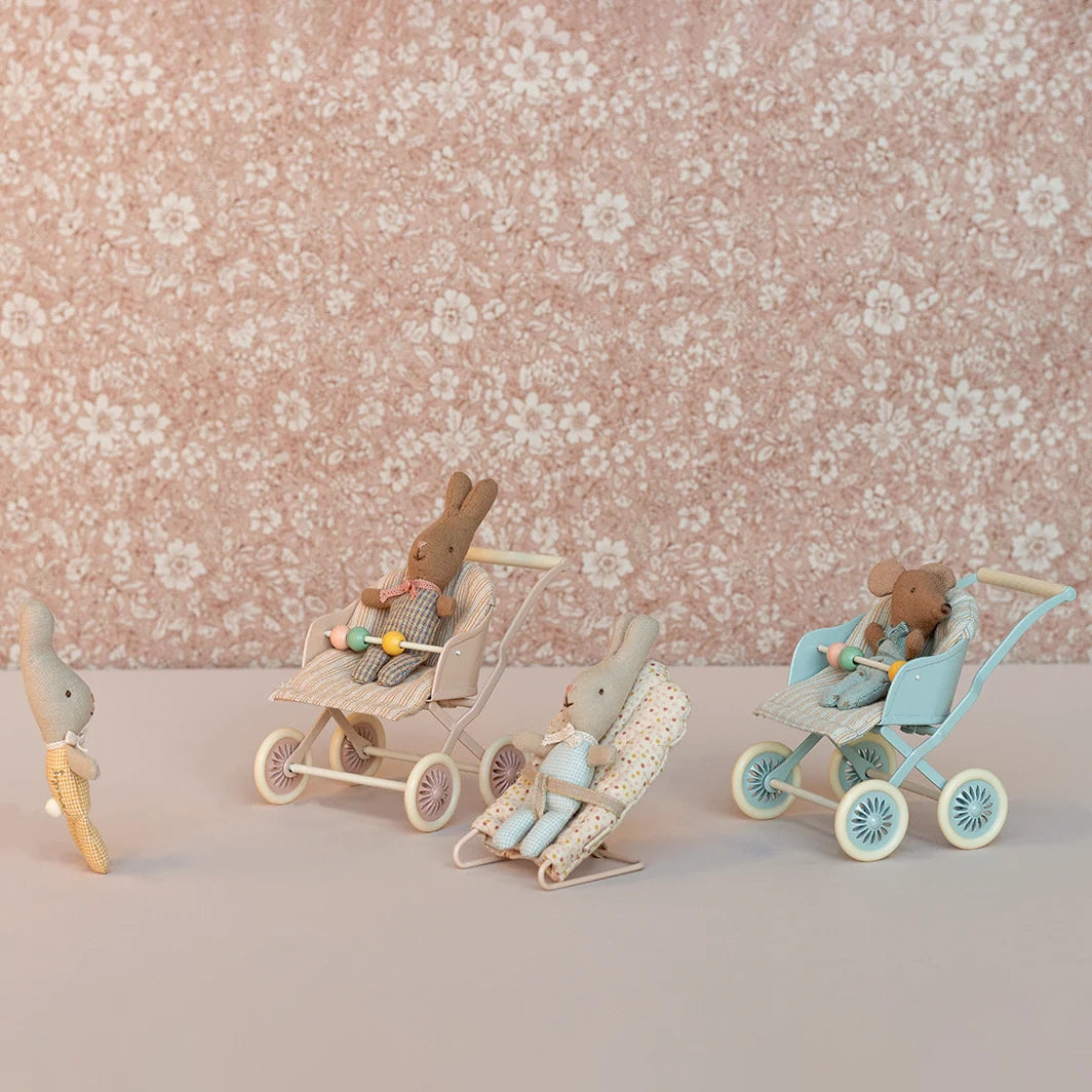 Maileg Stroller, Baby Mice - Rose