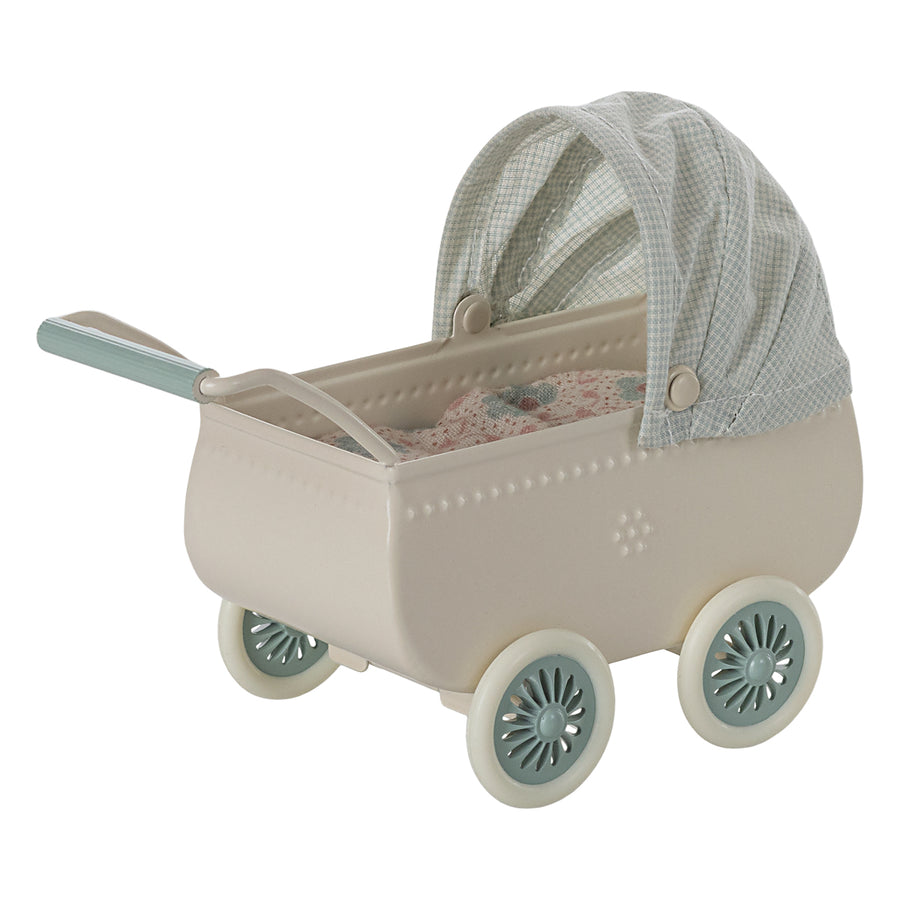 Pram With Baby Mouse - Mint