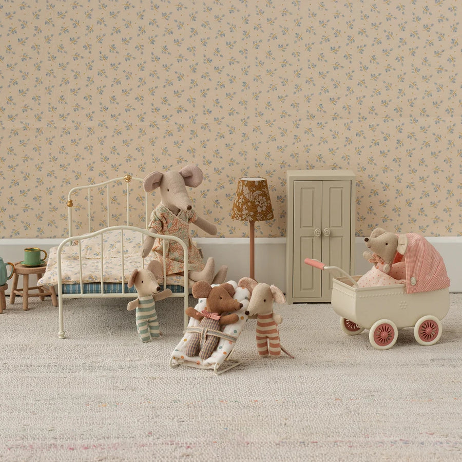 Maileg Pram Mouse - Coral