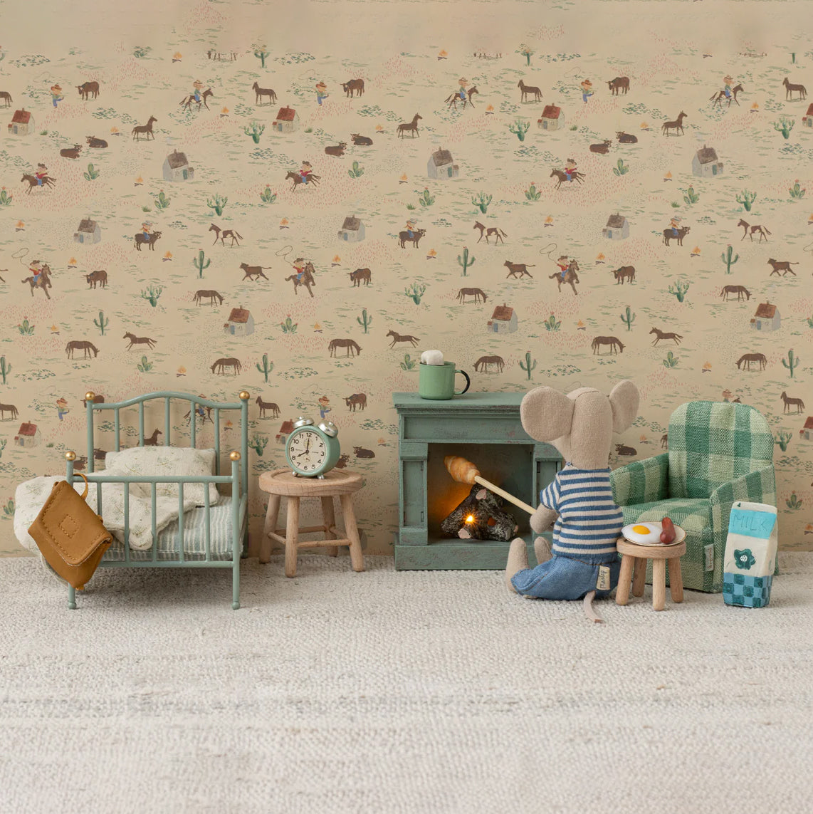 Maileg Mouse Chair Green Check