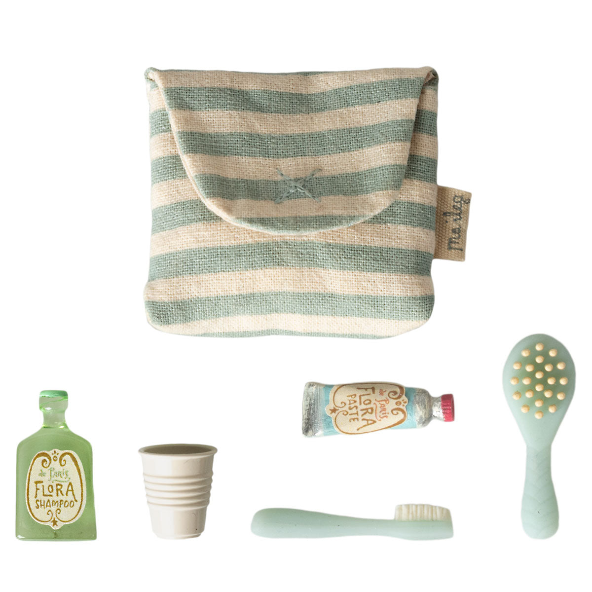 Toothbrush Set in Bag, Mouse - Blue stripe