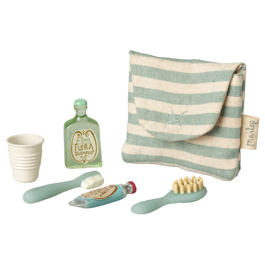 Toothbrush Set in Bag, Mouse - Blue stripe