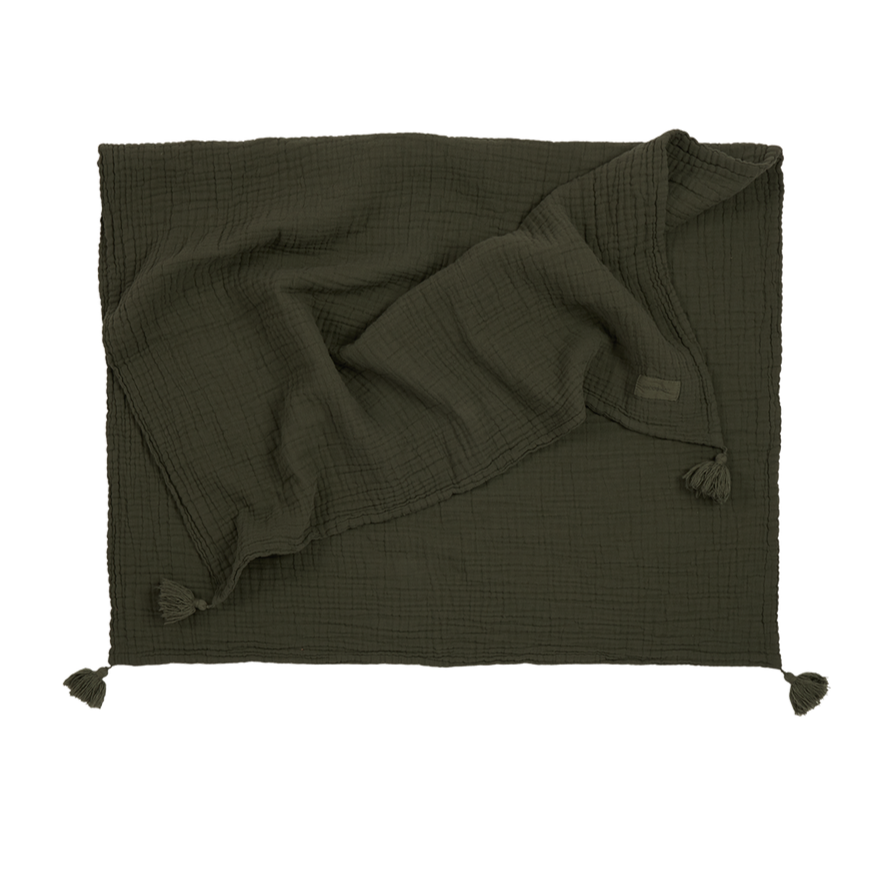 Wabi Sabi Blanket in Washed Double Muslin Vetiver