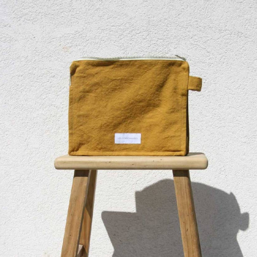 Organic Cotton Canvas Toiletry Bag in Saffron Yellow