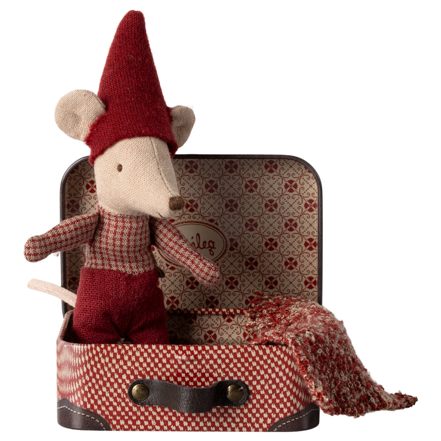 Christmas Mouse, Baby in Suitcase