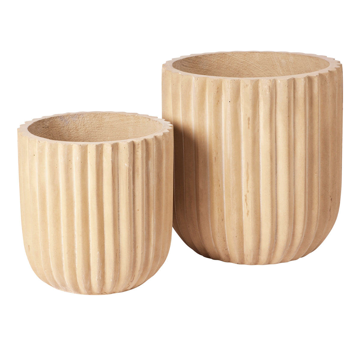 Fiber Flower Pot Set of Two Antique Beige.