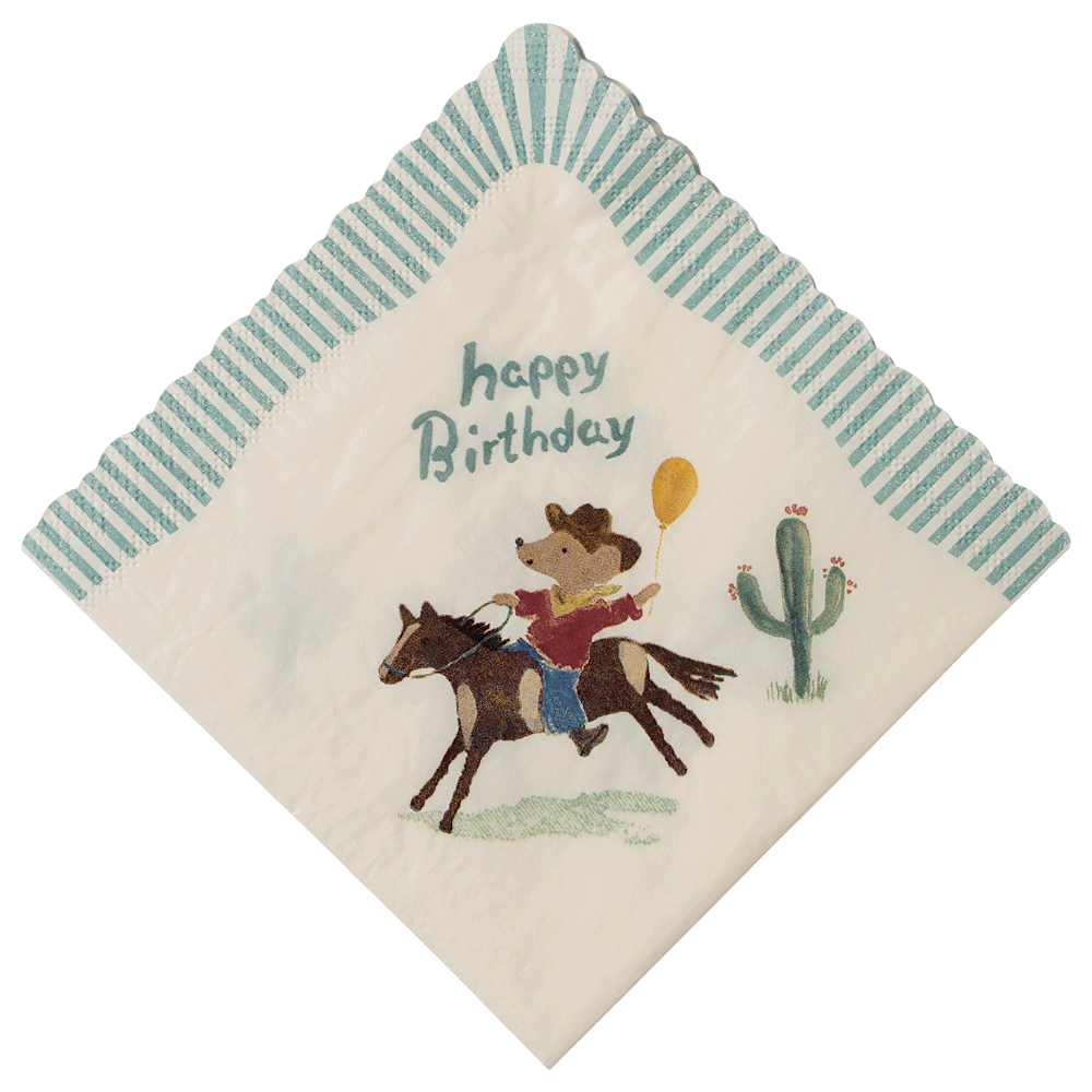 Napkin, Happy Birthday - Cowboy