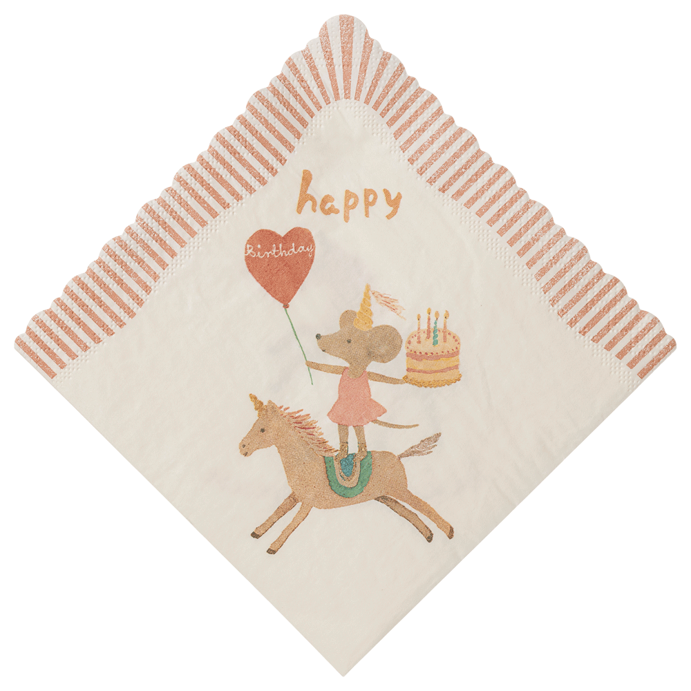 Napkin, Happy Birthday - Unicorn