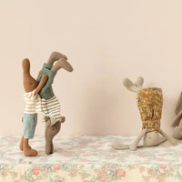 Thumbnail for Rabbit Size 1, Chocolate Brown - Striped Blouse and Shorts