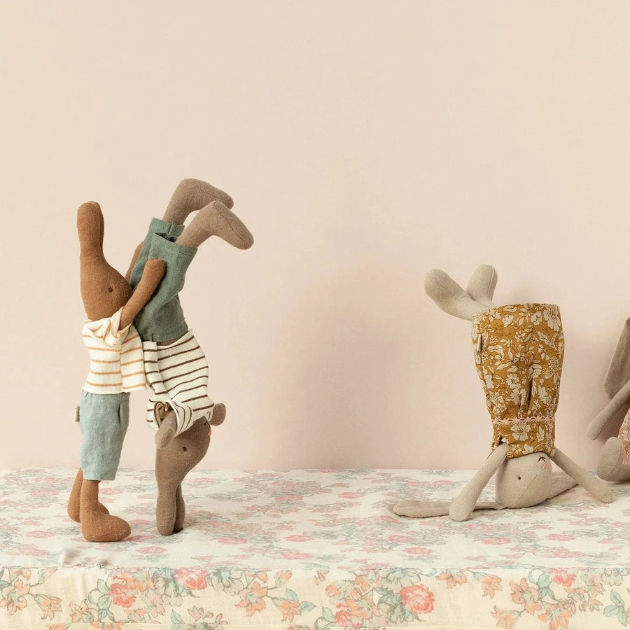 Rabbit Size 1, Chocolate Brown - Striped Blouse and Shorts