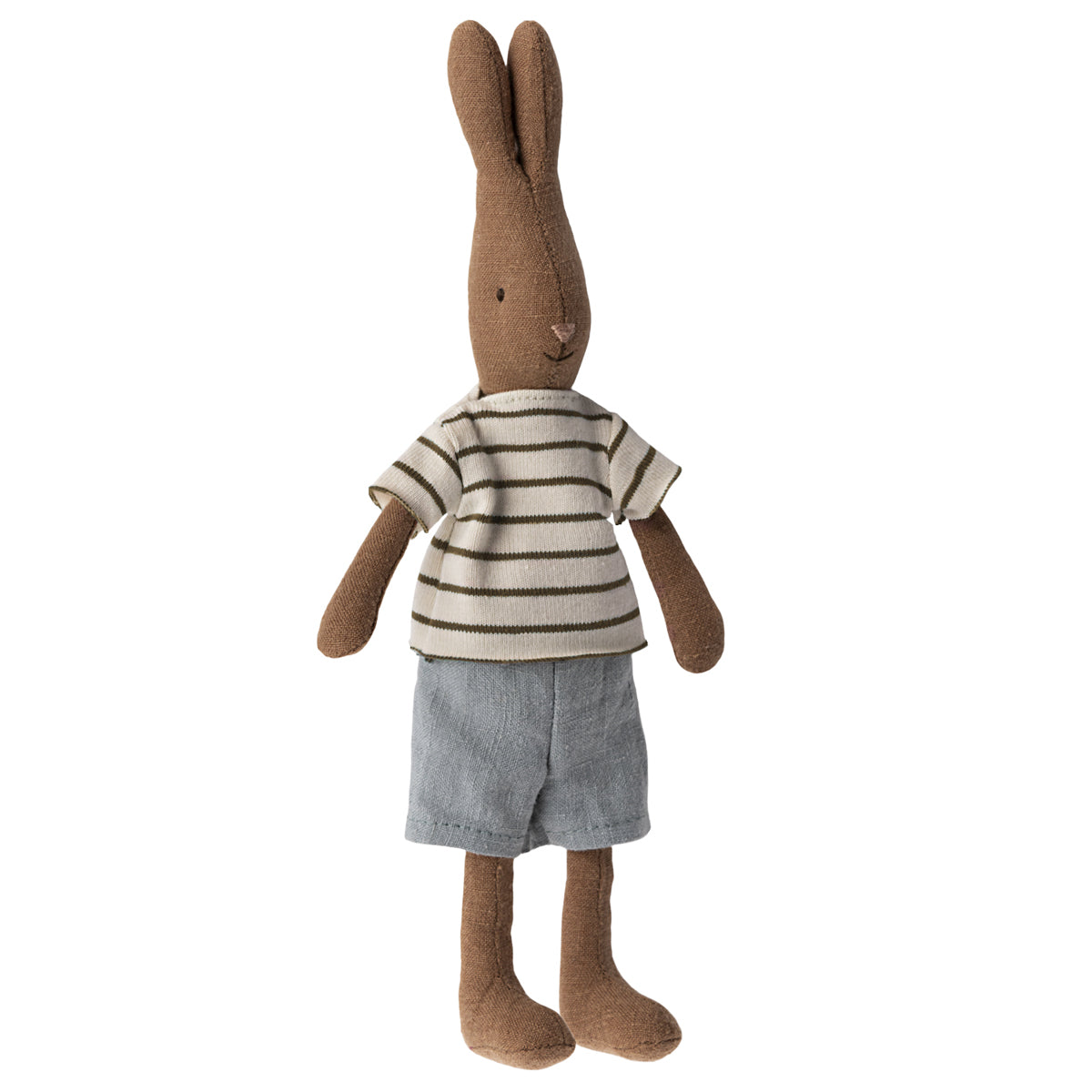 Rabbit Size 1, Chocolate Brown - Striped Blouse and Shorts