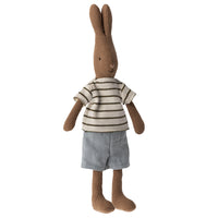 Thumbnail for Rabbit Size 1, Chocolate Brown - Striped Blouse and Shorts