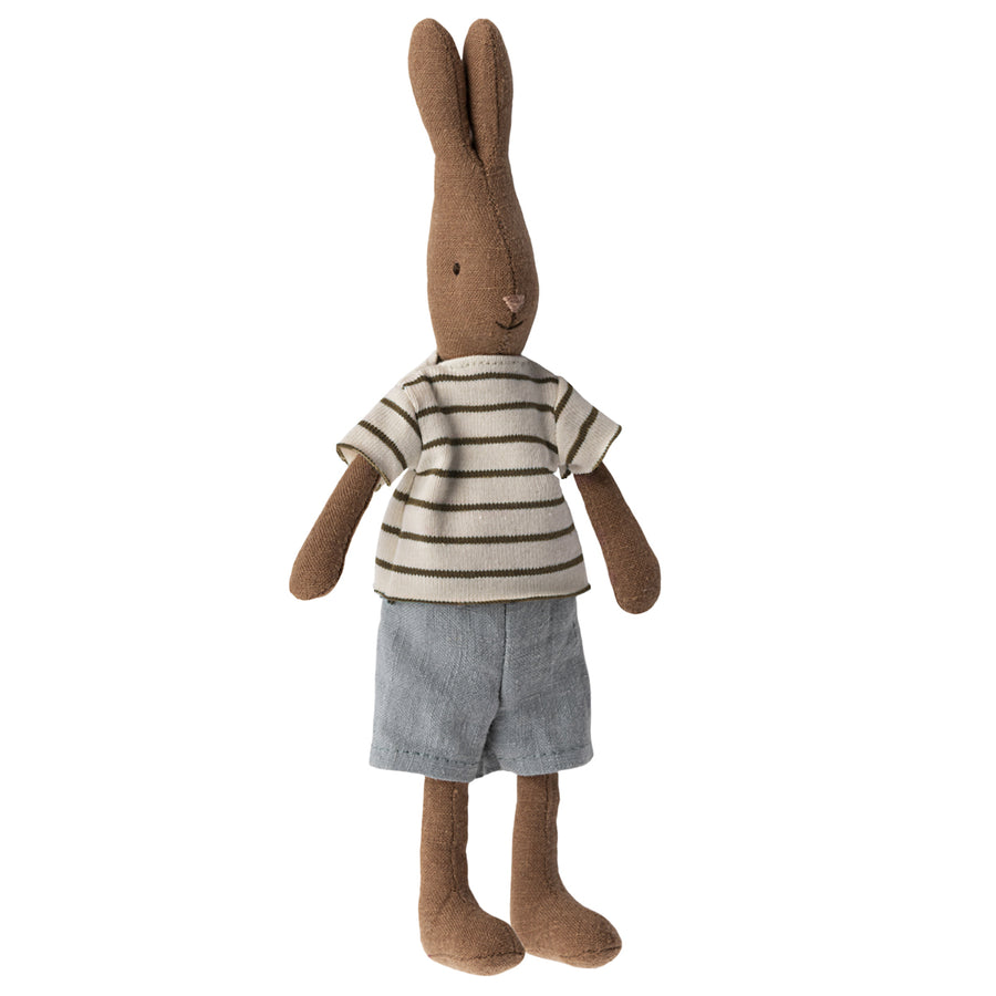 Rabbit Size 1, Chocolate Brown - Striped Blouse and Shorts