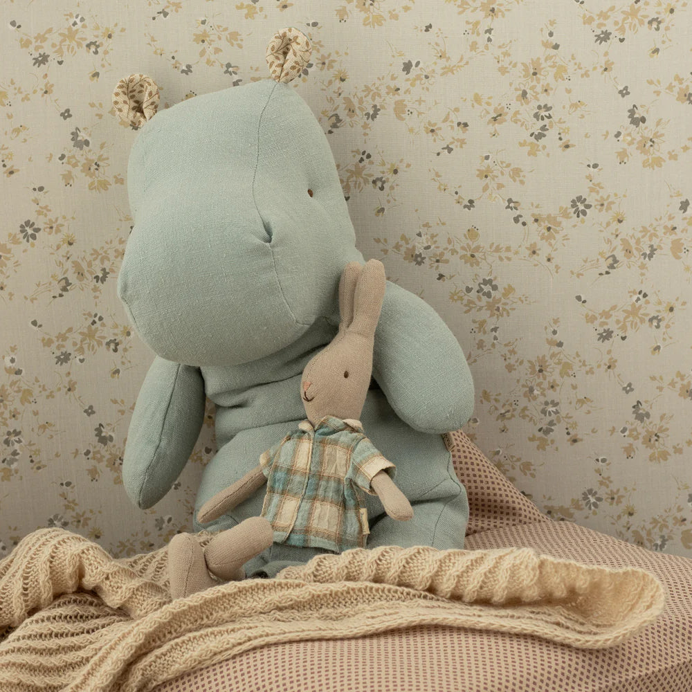 Maileg Safari Friends Medium Hippo- Blue Grey