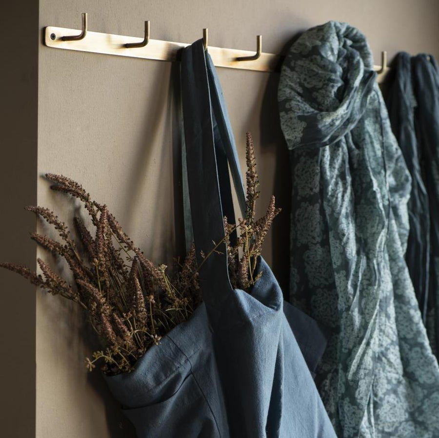 Hook Rack W/5 Hooks Antique Brass Look