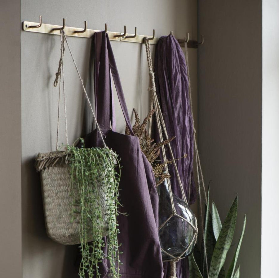 Hook Rack W/5 Hooks Antique Brass Look