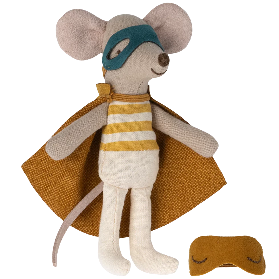 Maileg Superhero mouse, Little brother in a matchbox 17-3101-00