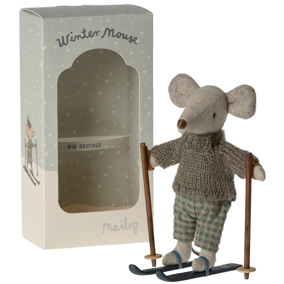 Maileg Winter Mouse With Ski Set, Big Brother 17-3212-00