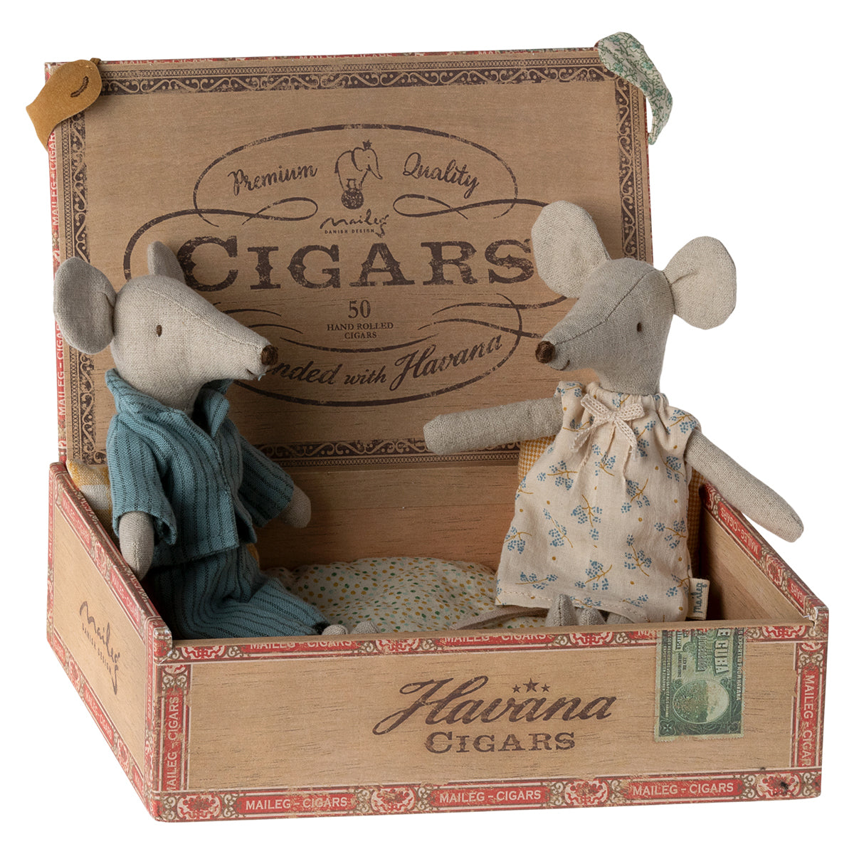Maileg Mum and Dad Mice in Cigar box 17-3302-00