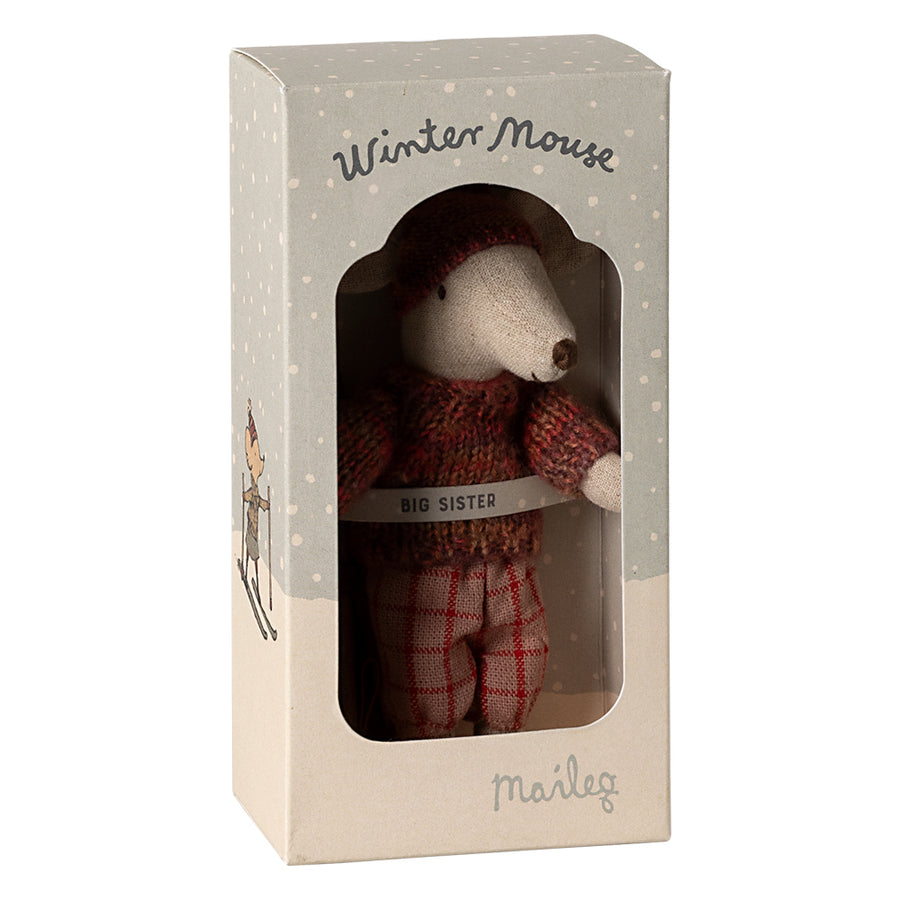 Maileg, Winter Mouse with Ski Set, Big Sister Rose
