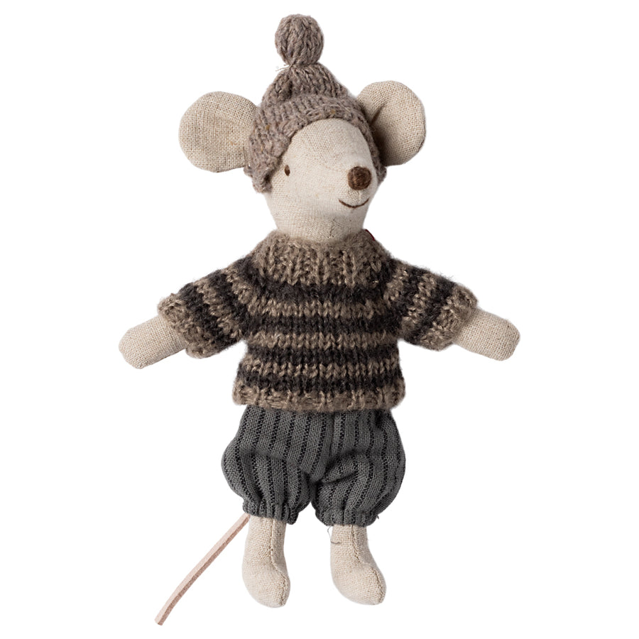 Maileg, Winter Mouse with Ski Set, Big Brother Blue