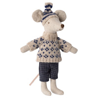 Thumbnail for Maileg, Winter Mouse with Ski Set, Dad Blue