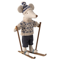 Thumbnail for Maileg, Winter Mouse with Ski Set, Dad Blue