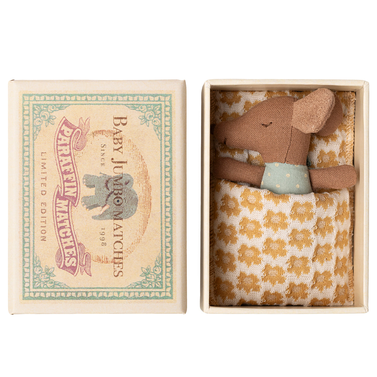 Maileg Sleepy Wakey Baby Mouse In Matchbox - Blue