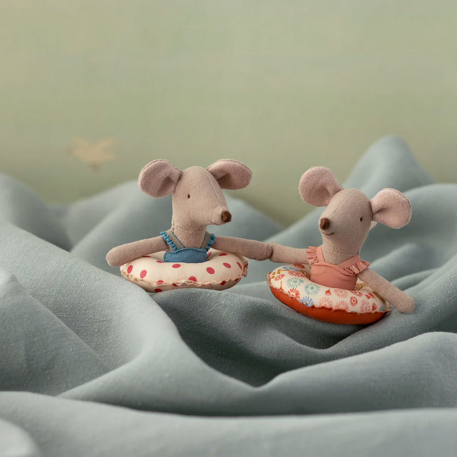 Maileg Beach Mouse With Float, Little Sister - Multi Dot