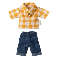 Thumbnail for Maileg Yellow Checked Shirt & Pants for Dad Mouse 17-5307-00