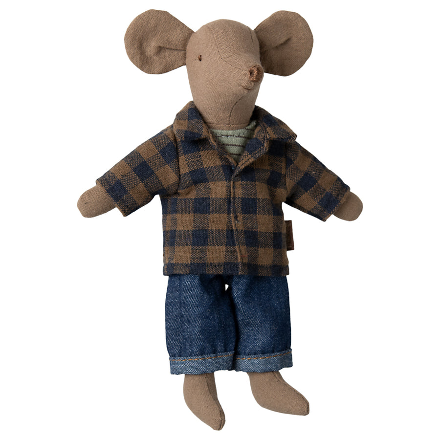 Maileg Brown Checked Shirt And Pants for Dad Mouse 2025