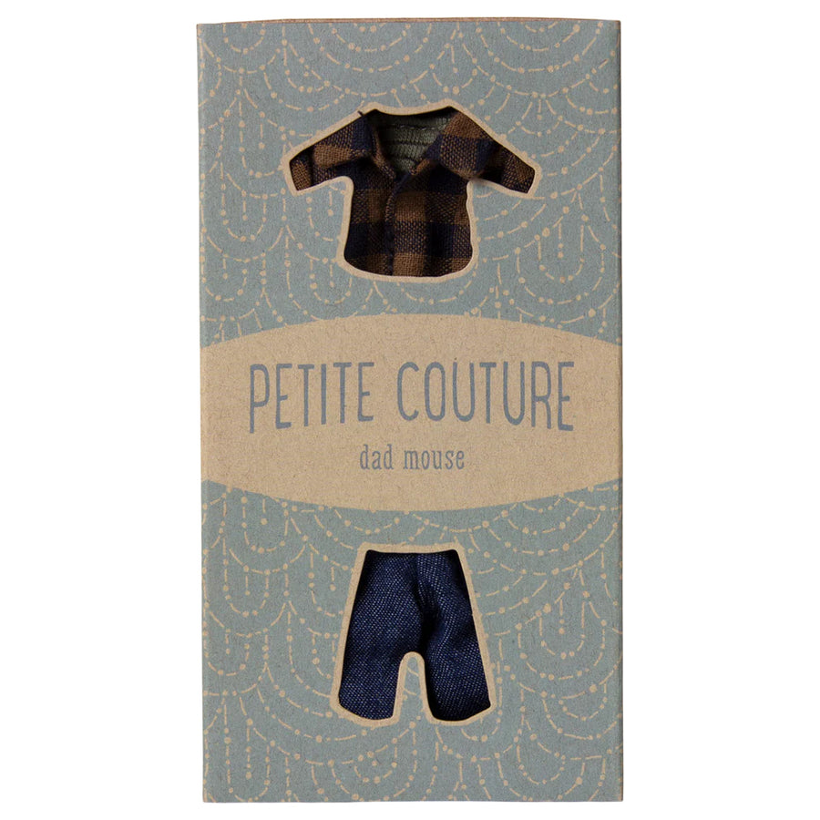Maileg Brown Checked Shirt And Pants for Dad Mouse 2025