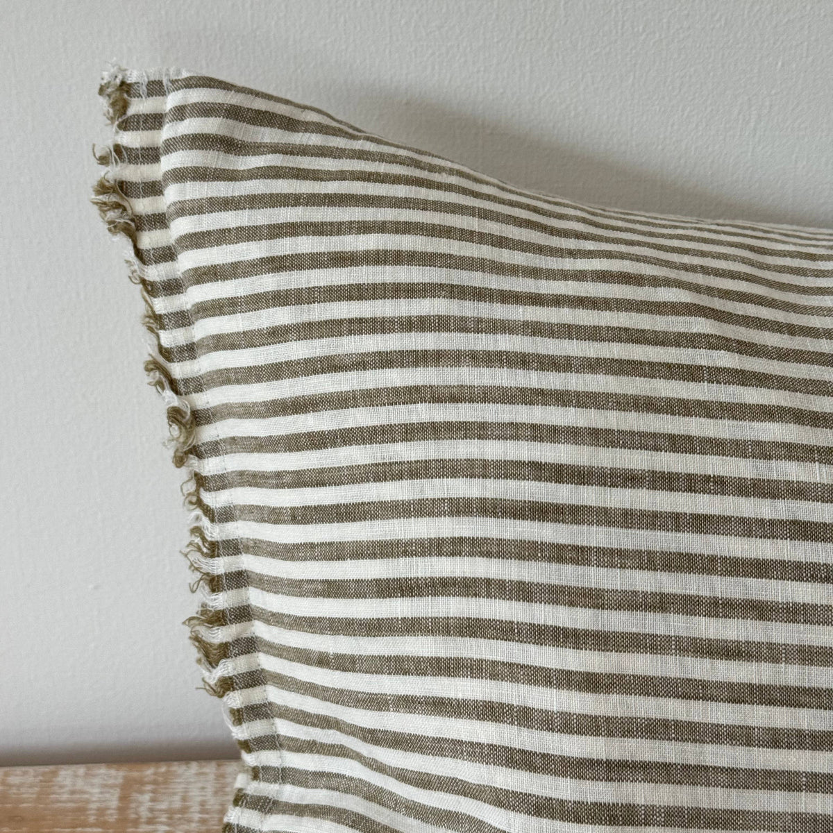 Esmee Olive Stripe Bolster Cushion – Olive Stripe 80x30