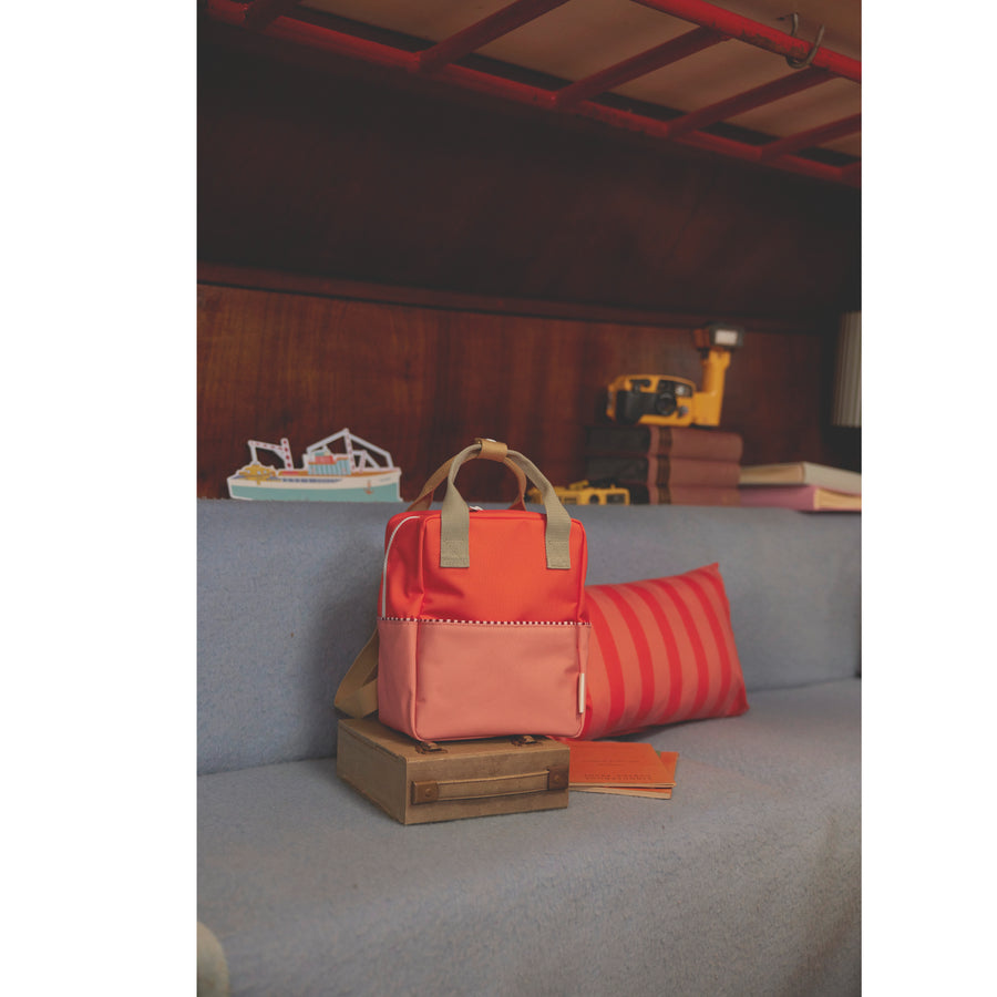 Sticky Lemon Backpack Small • Colourblocking • Lifebuoy Orange + Coral Pink