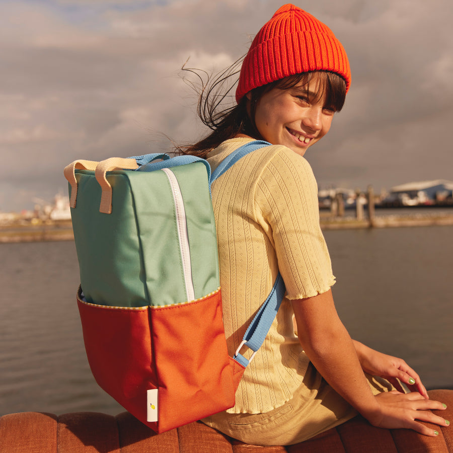 Sticky Lemon Backpack Large • Colourblocking • Aquatic Green + Shipwreck Rust