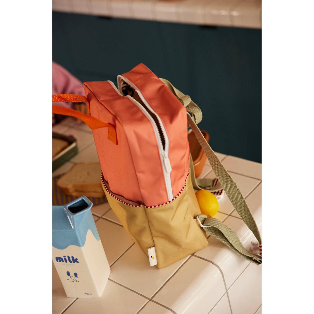 Sticky Lemon Backpack Large • Colourblocking • Coral Pink + Reed Green