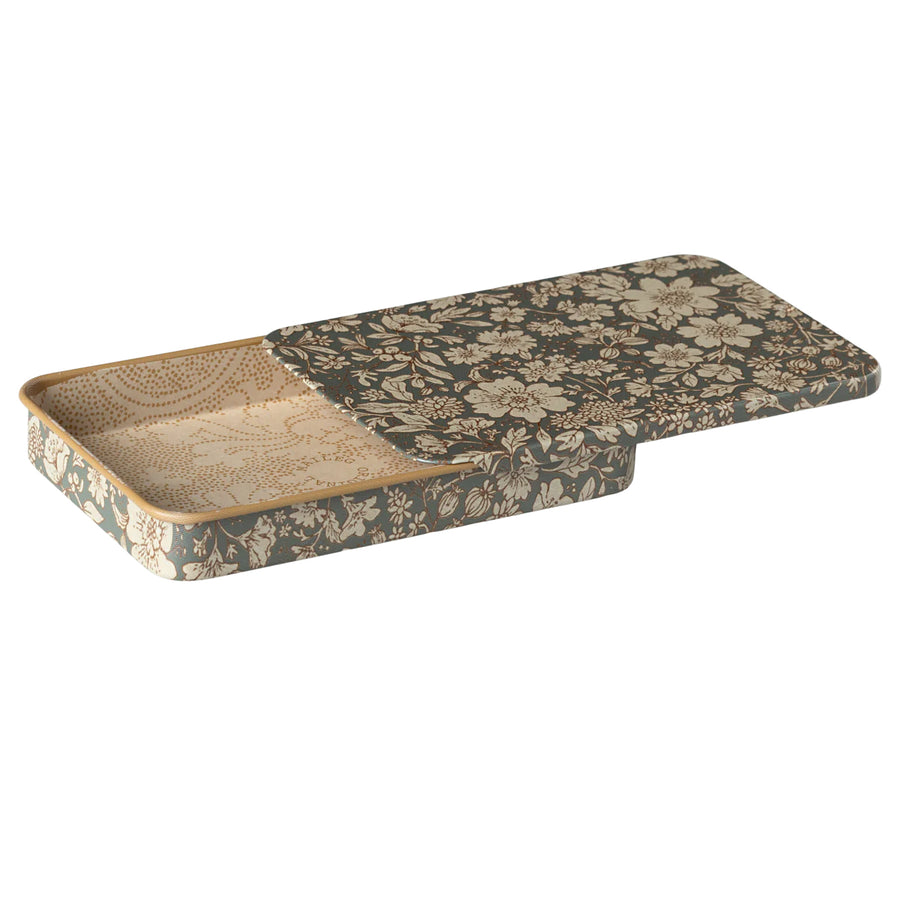 Maileg Metal Box With Sliding Lid Blossom Blue