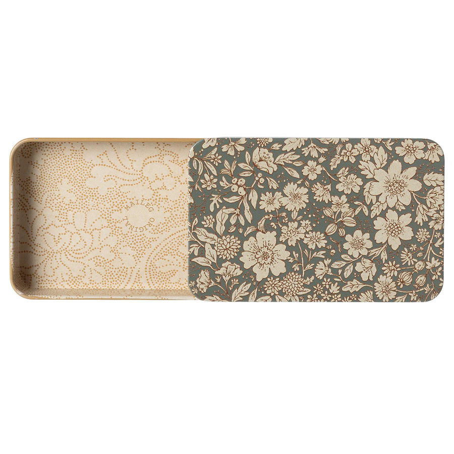 Maileg Metal Box With Sliding Lid Blossom Blue